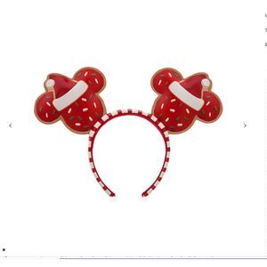 Disney Gingerbread Cookie Mickey Ears Headband Christmas 2021 Red & White New